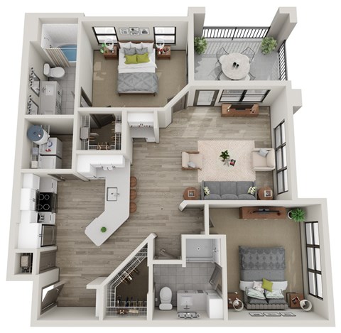 Floor plan for 2 beds, 2 baths, 1112 sqft